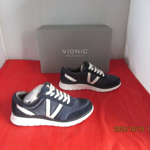 Vionic Women's Nana Sneakers $120 - US Size 5 W - Navy Satin - 1384 - Picture 1 of 11